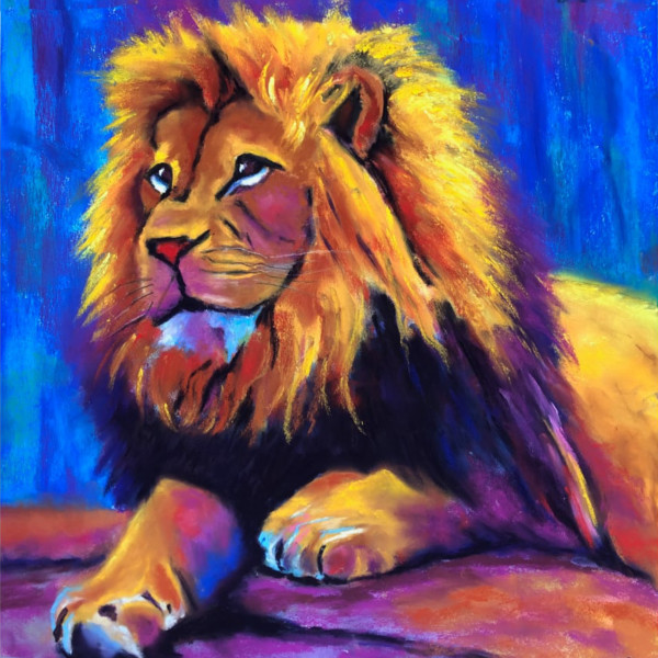 Rainbow Lion Looking Left by Jane D. Steelman