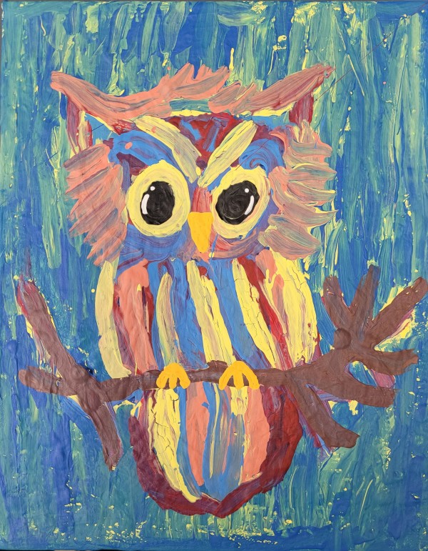 Owl on Blue by Patricia   F.