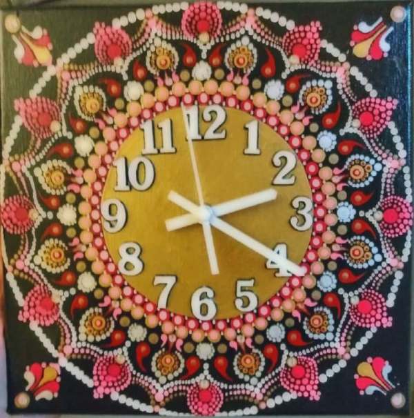 8" Reds Square Clock by Terri Martinez