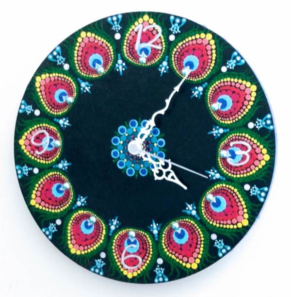 12" Peacock Mandala Clock by Terri Martinez