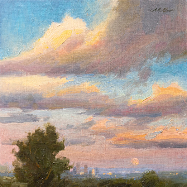 Full Moon Rising Over Denver by Anna Rose Bain