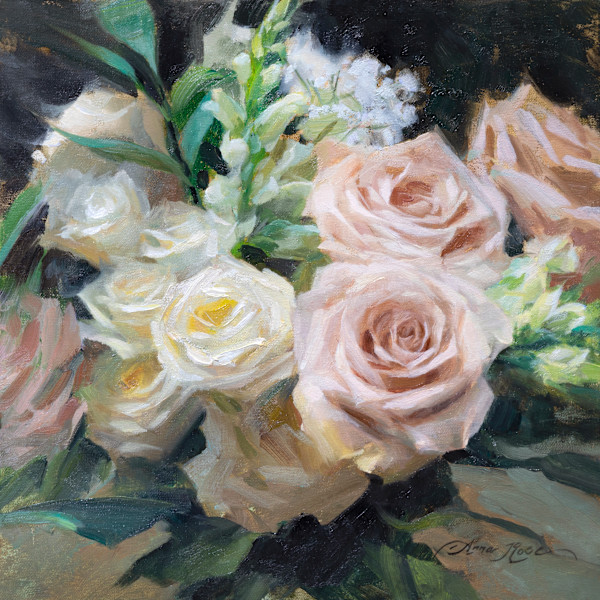 Bouquet with Pale Roses by Anna Rose Bain