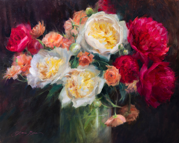 Peonies and Ranunculus by Anna Rose Bain