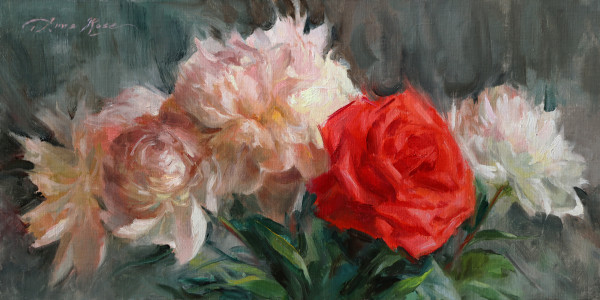 Peonies and Red Rose