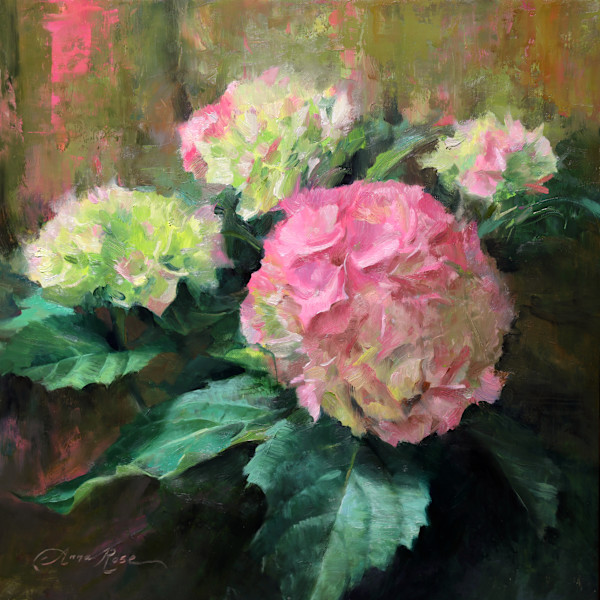 Pink and Green Hydrangeas by Anna Rose Bain