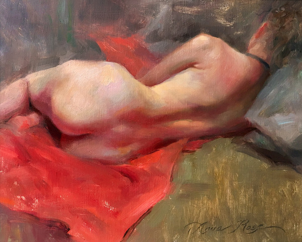 Reclining Nude on Red by Anna Rose Bain