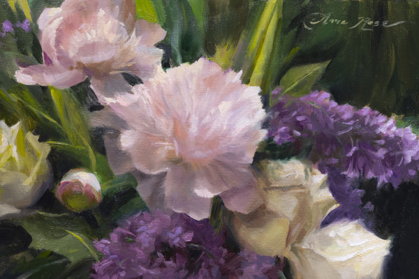 Pale Peonies and Lilacs by Anna Rose Bain