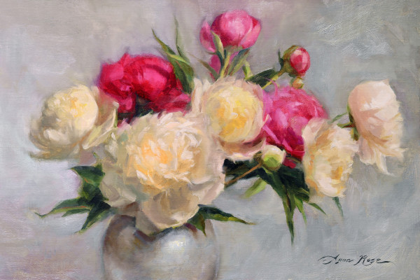 Pink and White Peonies by Anna Rose Bain