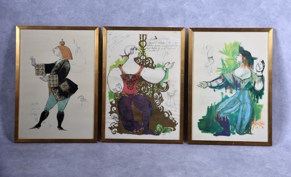 Costume Sketches for "The Swineherd" (King) by Bjørn Wiinblad