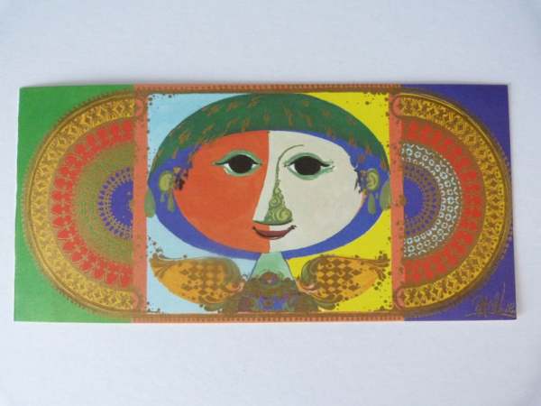 Greeting Card Face by Bjørn Wiinblad