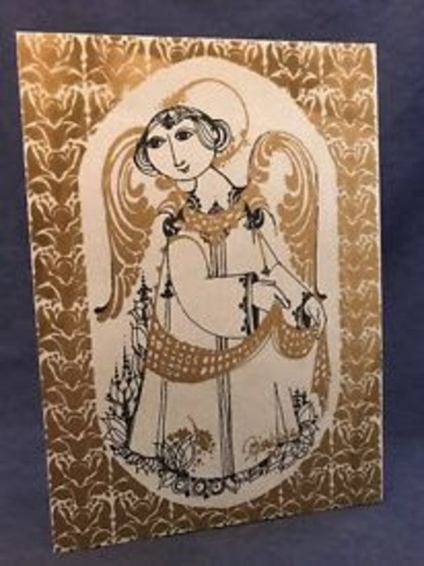 Christmas Card Gold Angel by Bjørn Wiinblad