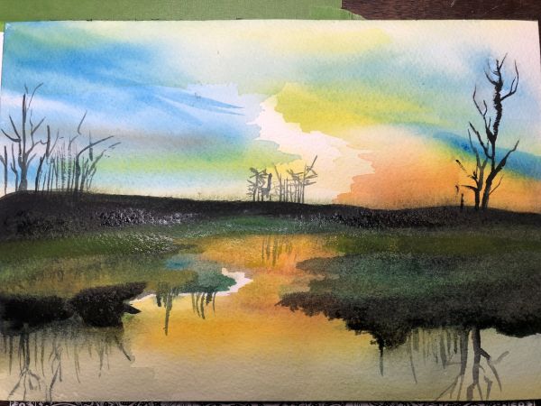 Sunset Over Swamp by Deborah A. Berlin