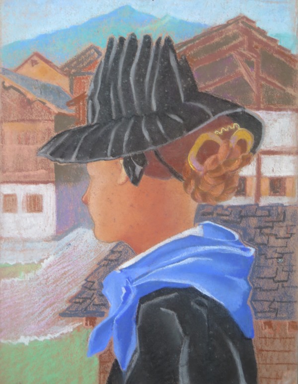 Jeune Saviésanne  au foulard bleu by LECOULTRE John-Francis (1905-1990)