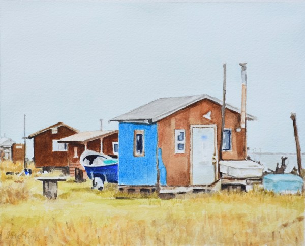 Yakutat #7, Blue with Boat II by Judy Steffens