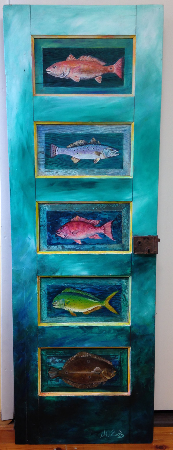 Door with Fish Portraits by Ann DuBois