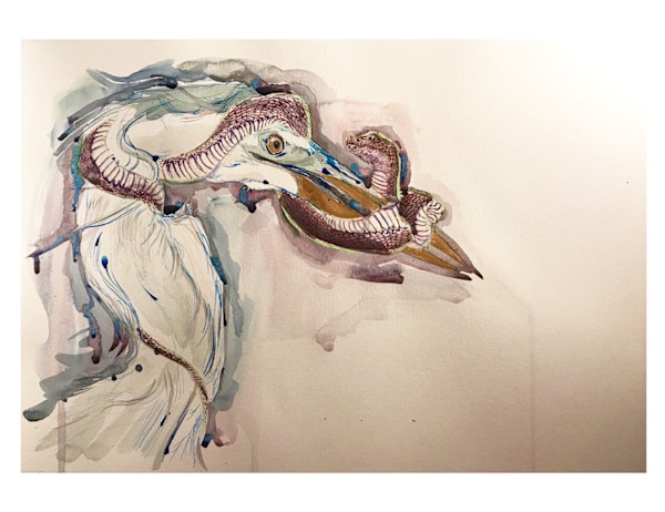 Heron & Snake by Kelly Russo