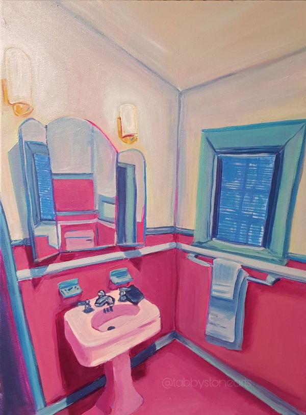 Pink Bathroom 1 by Tabby Stone