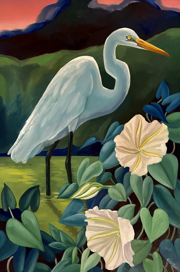 Moonflower Egret by Cayla Zeek