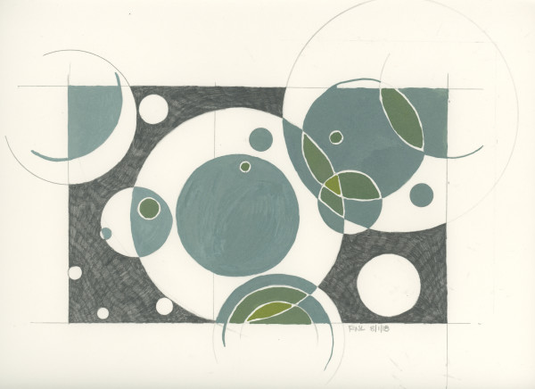 Green Circles in a Golden Rectangle by Rebecca Lomshek