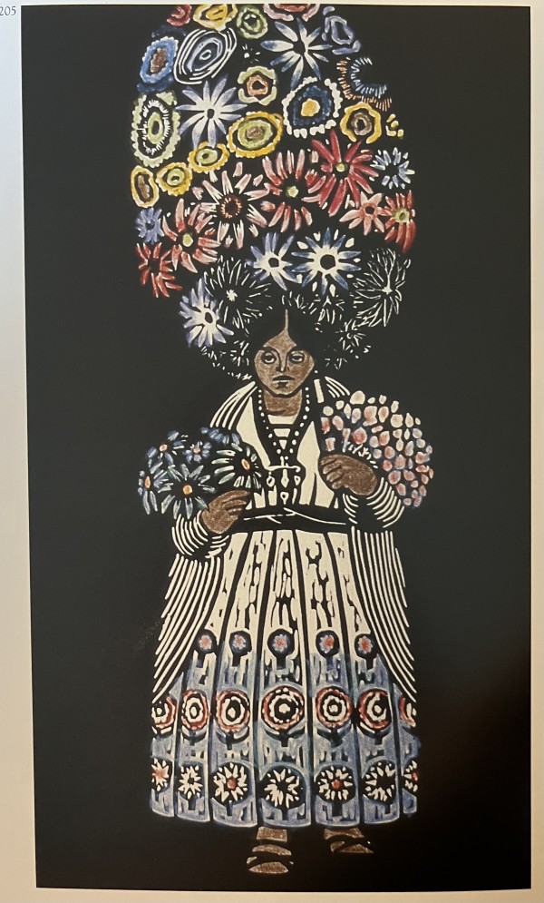 Paper Flower Vendor (hand-colored) by Jack McLarty