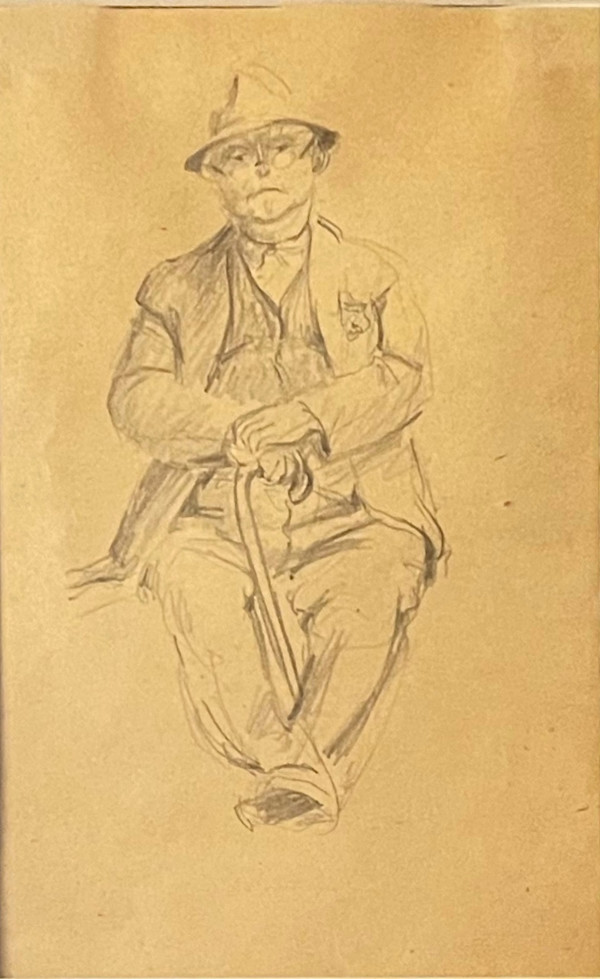 Seated Man with Cane by Jack McLarty