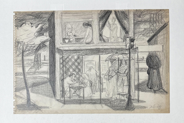 Couple in a Cafe (drawing) by Jack McLarty