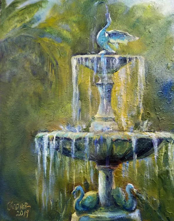 Swan Fountain by Lynette Redner