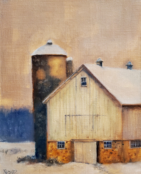 Fresh Snow on the White Barn by Lynette Redner