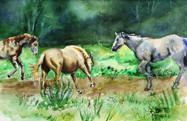 Horses at Play by Lynette Redner