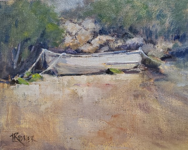 The Row Boat: Lost and then Found (plein air) by Lynette Redner