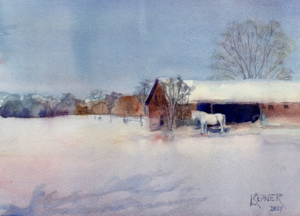 White Horse on a Winter Day by Lynette Redner