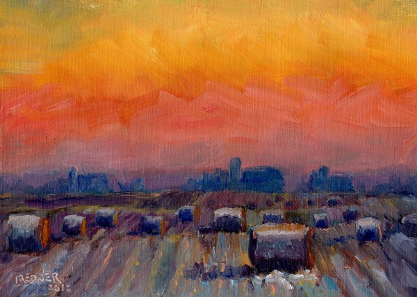 Sunset on the Hay Bales of the Prarie by Lynette Redner