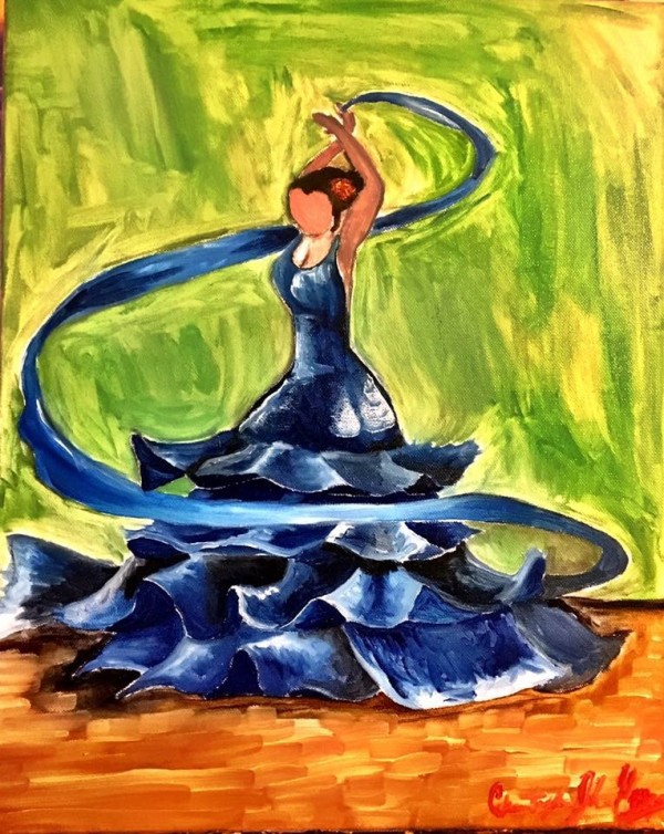 Blue Flamenco with Scarf- SOLD by Christopher John Hoppe