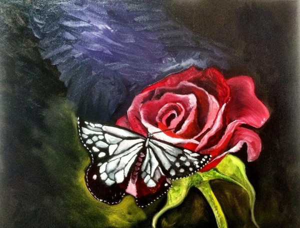 Red Rose with Wings of Nature by Christopher Hoppe