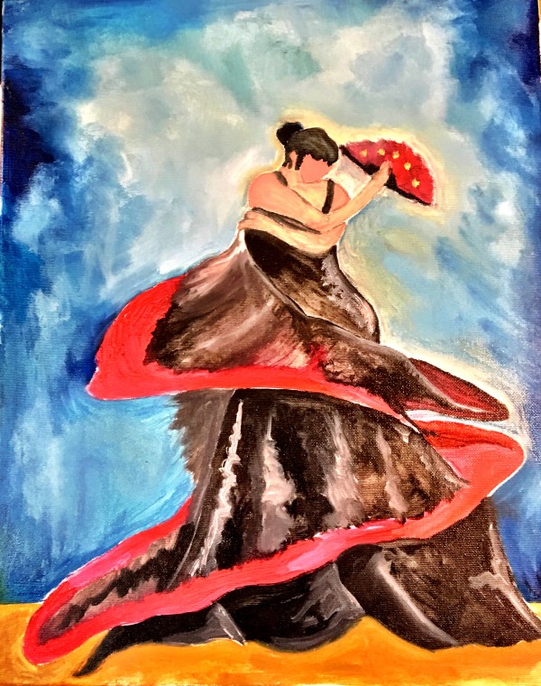Red Fan Flamenco Dancer by Christopher John Hoppe