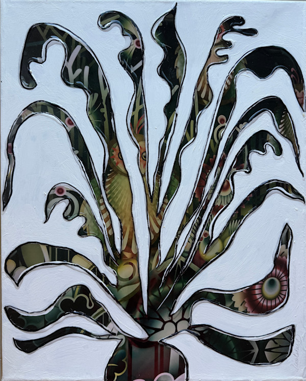 Floral Green Light Sculpture by Tina Psoinos