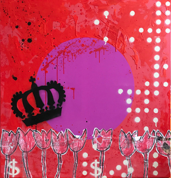 Purple Dot Power on Red by Tina Psoinos
