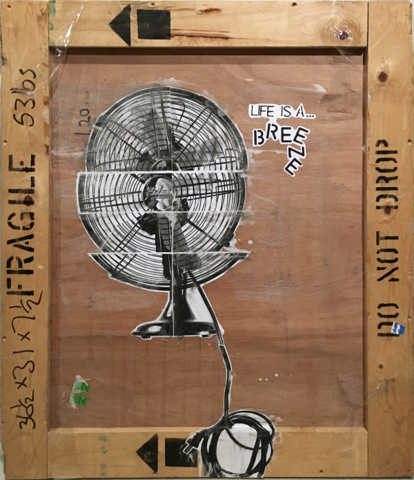 Life is a Breeze (Fan) on Crate by Tina Psoinos