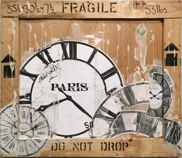 Meet me in Paris (Clock) on Crate by Tina Psoinos