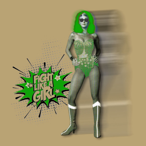 Wonder Woman  8x8_Sunglasses Beige Green by Tina Psoinos