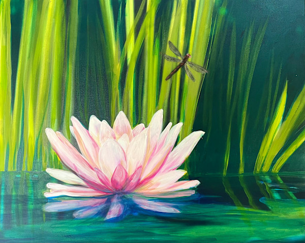 Pink Water Lily Reflected by Karen Elizabeth LeCocq