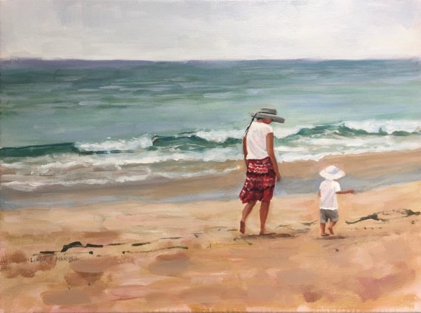 A Walk on the Beach, commissioned painting  by Linda S. Marino