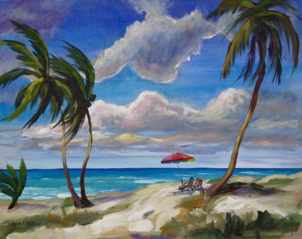 Breezy Beach No. 3 Colorful Umbrella by Linda S. Marino