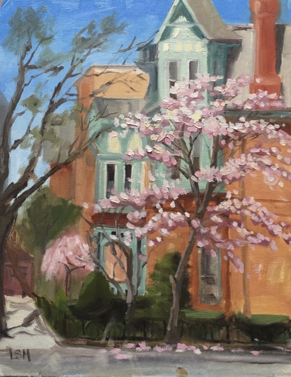 Pink Rain, Wooster Square, New Haven CT by Linda S. Marino
