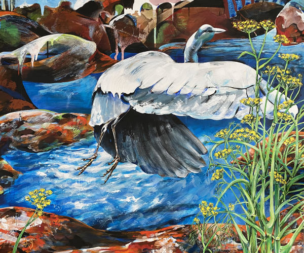 As yet uncaptured by language (heron) by Anna Iris Graham