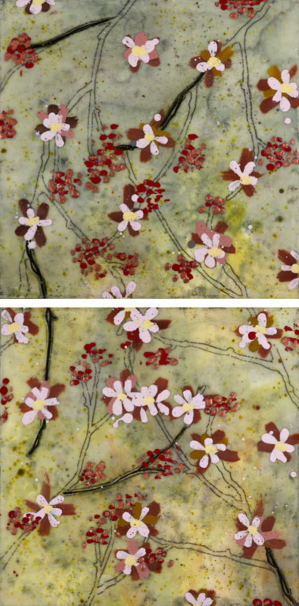 Twigs and Petals (two panels) by Mary Farmer