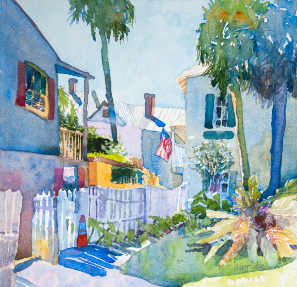 "Garden at Ximénez-Fatio House, St. Augustine, Florida" by Robert H. Leedy