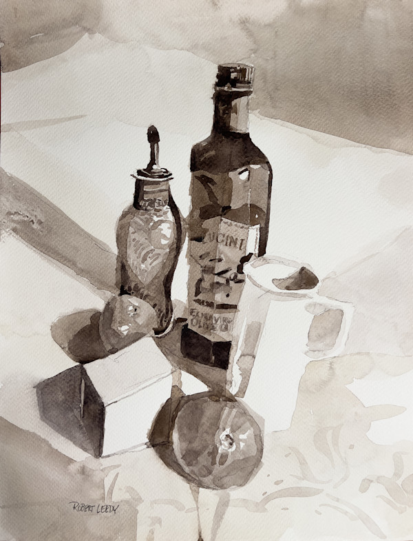 "Still Life with Olive Oil & Tomatoes" by Robert H. Leedy