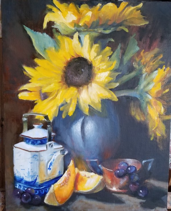 Sunflowers and Cantelope by Donna Pate