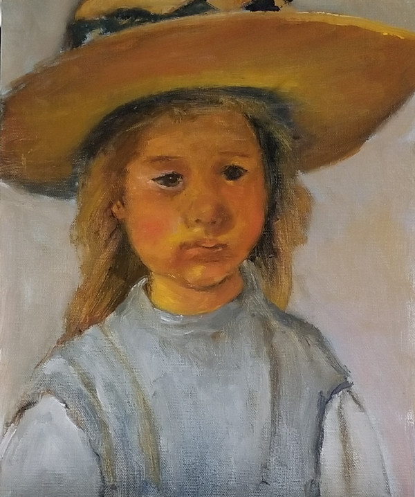 Child in a Straw Hat, Honoring Mary Cassatt by Donna Pate